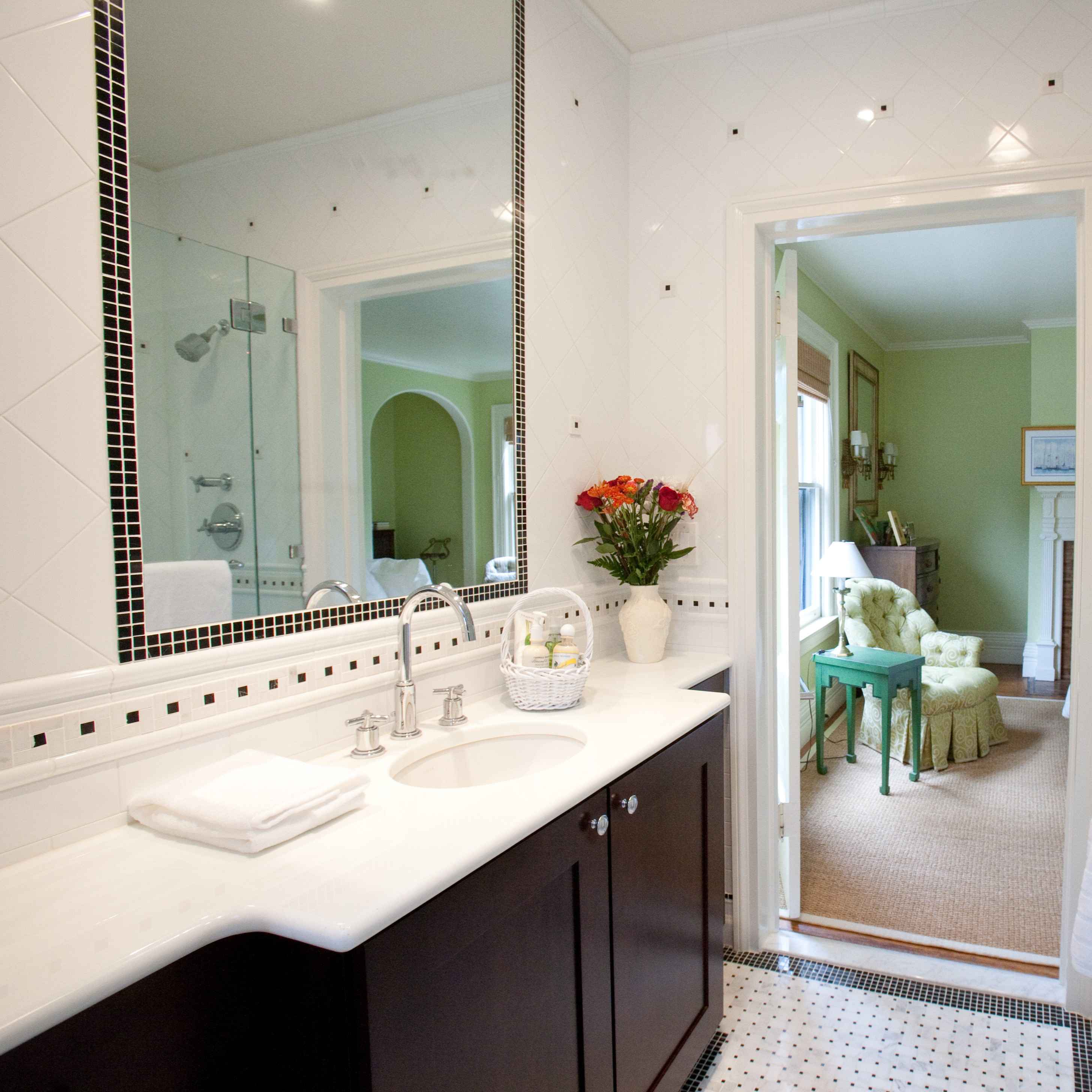 Sophisticated Black White Tiled Bathroom
